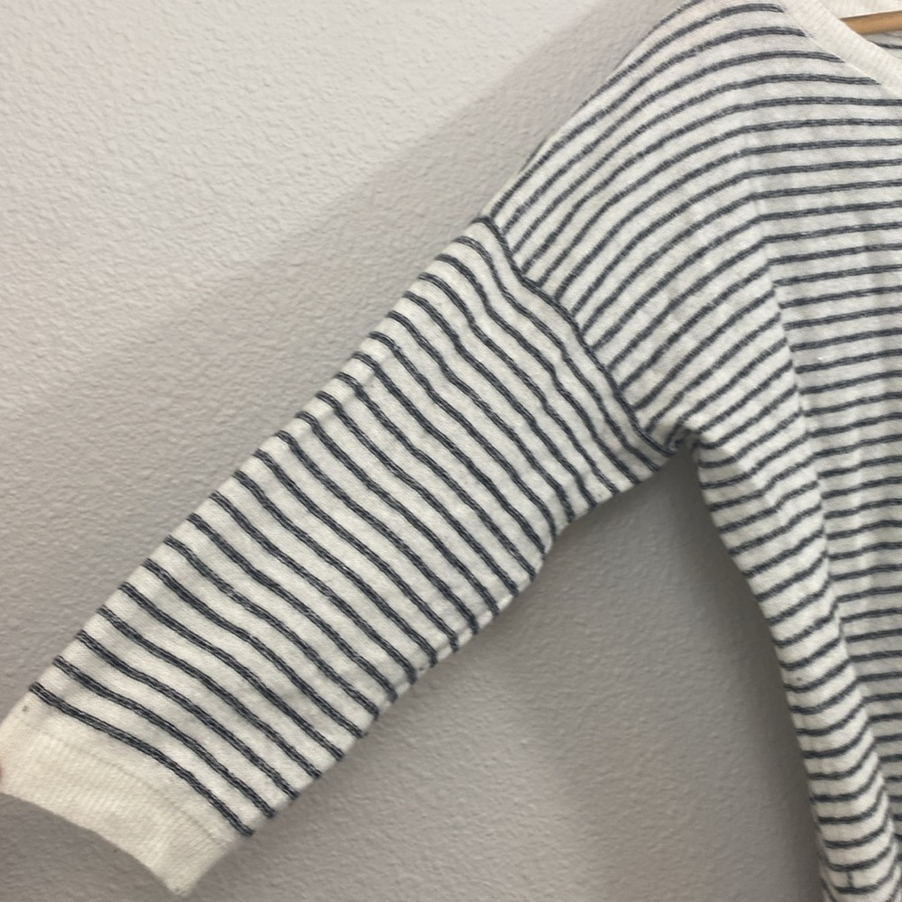 Pure Amici Cashmere and Linen blend Striped 3/4 Sleeve Sweater Top size M - Picture 3 of 7